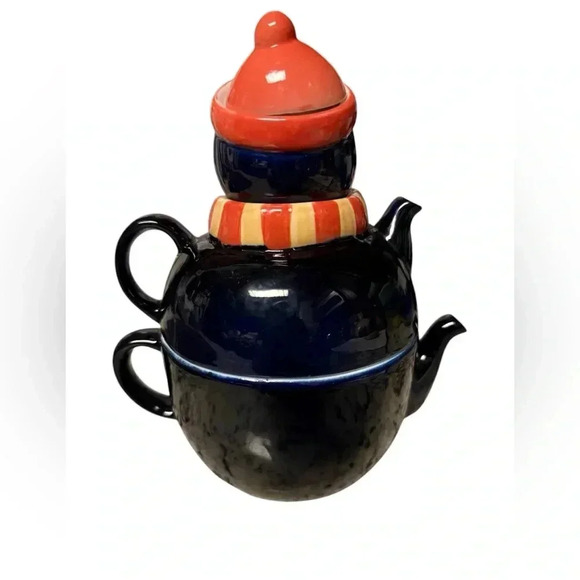 Penguin double teapot two bottom pieces are teapots NWOT 7”w x 5” deep x 8” tall - Picture 3 of 11